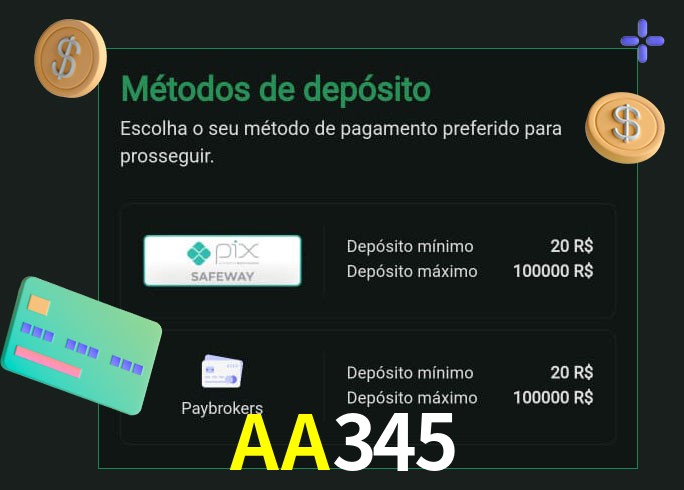O cassino AA345 oferece uma grande variedade de métodos de pagamento